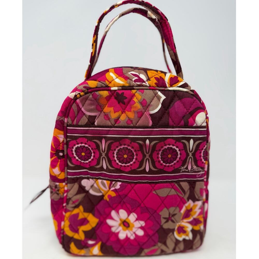 Vera Bradley Women's Pink Brown Yellow Floral Quilted Insulated Lunch Bag